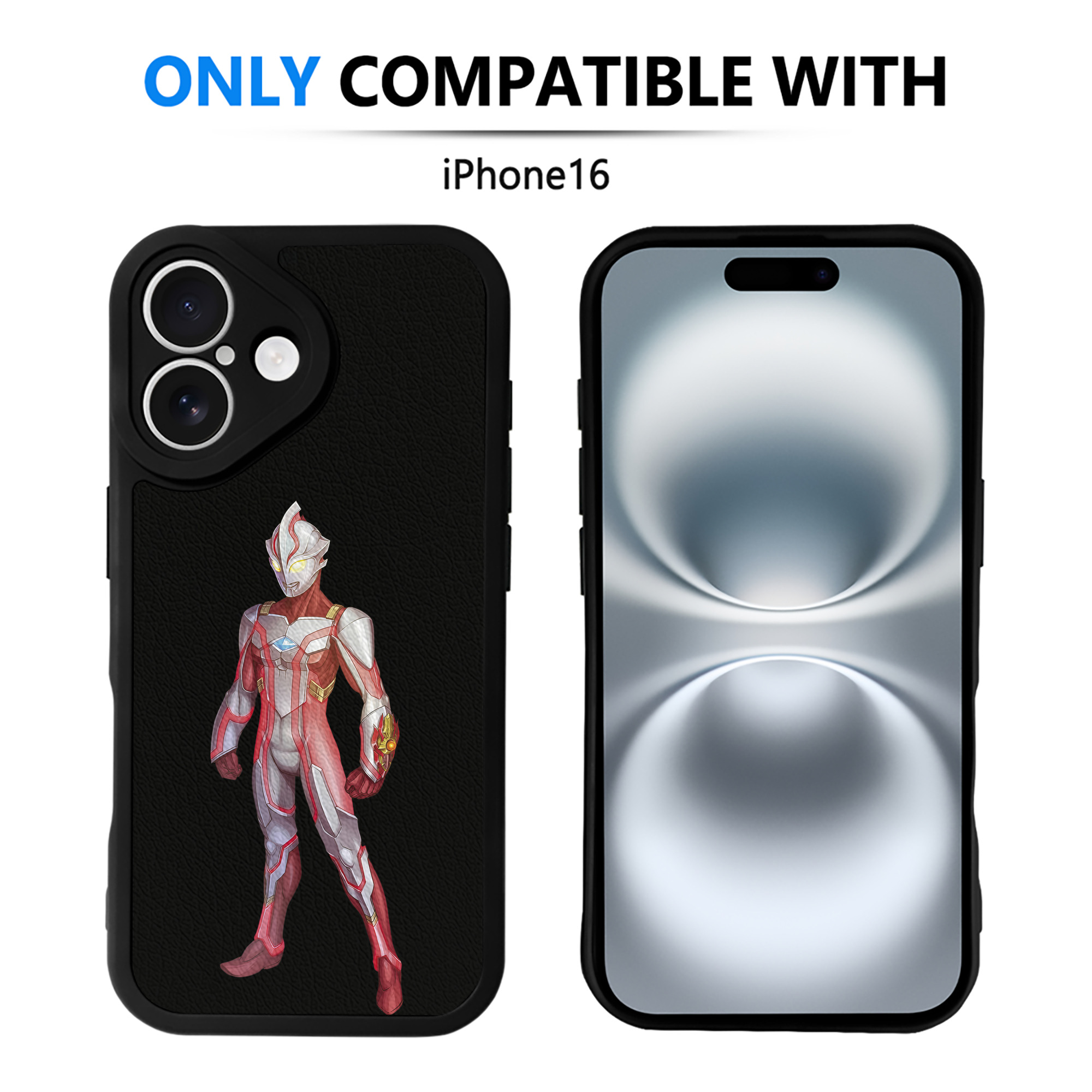 （画像用） ウルトラマン Ultraman 【iPhone 16シリーズ対応】シリコンスマホケース（レザー調） 材質：シリコン